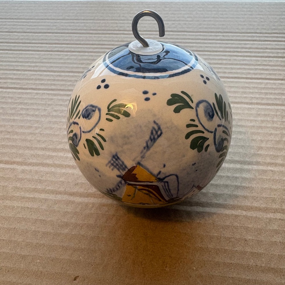 Handpainted Ceramic Delft Windmill‎ Ornament Blue White Colors Holland